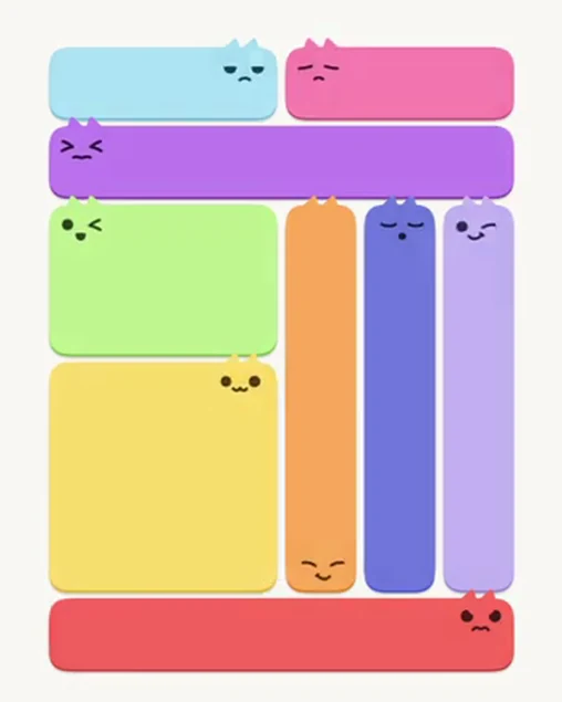 MeowBlock Level 21 after step 9, placing the 9-cell square block at the lower-left area