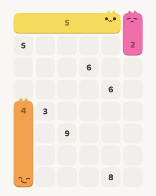 MeowBlock Level 22 after step 3, placing the 4-cell vertical block at the lower-left area