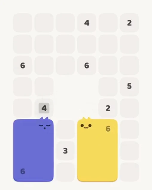 MeowBlock Level 23 after step 2, placing the 6-cell rectangular block at the lower-left area