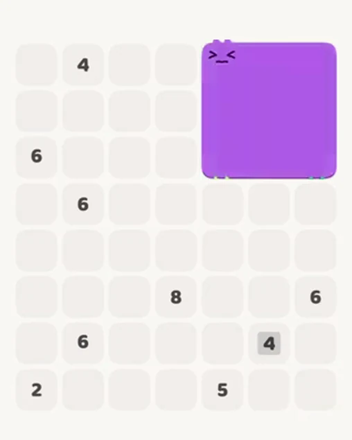 MeowBlock Level 24 after step 1, placing the 9-cell square block at the upper-right area
