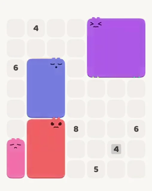 MeowBlock Level 24 after step 4, placing the 6-cell rectangular block at the middle center