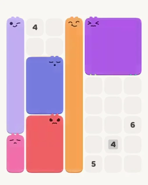 MeowBlock Level 24 after step 6, placing the 6-cell vertical block at the middle-left area