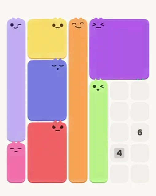 MeowBlock Level 24 after step 8, placing the 5-cell vertical block at the lower-right area