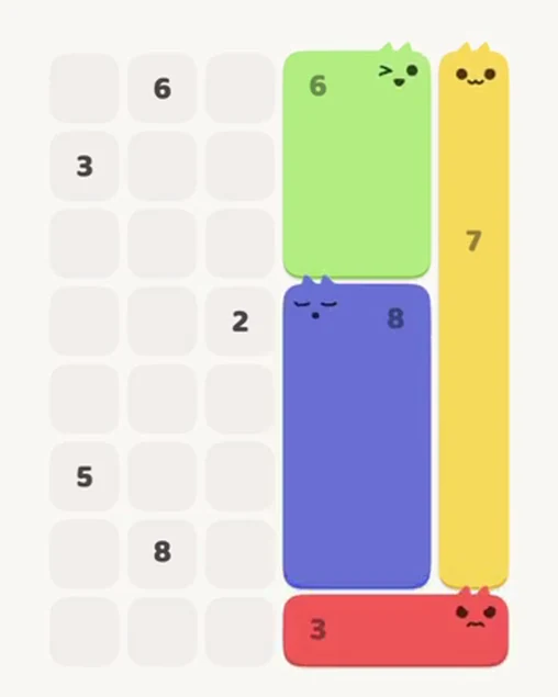 MeowBlock Level 27 after step 4, placing the 3-cell horizontal block at the lower-right area