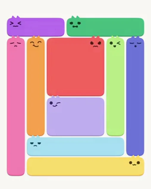 MeowBlock Level 28 after step 10, placing the 9-cell square block at the middle center