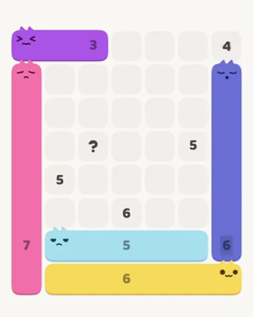 MeowBlock Level 28 after step 5, placing the 6-cell vertical block at the middle-right area