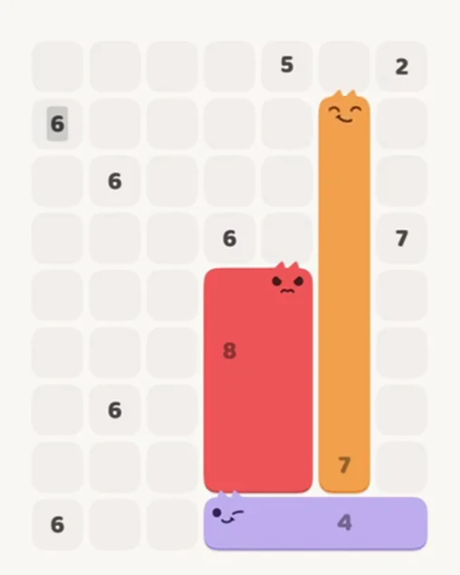 MeowBlock Level 29 after step 3, placing the 7-cell vertical block at the middle-right area