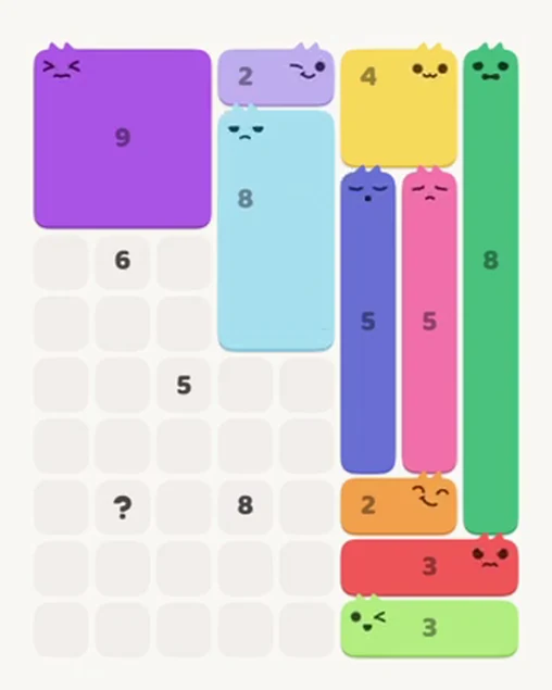 MeowBlock Level 30 after step 10, placing the 8-cell rectangular block at the middle center