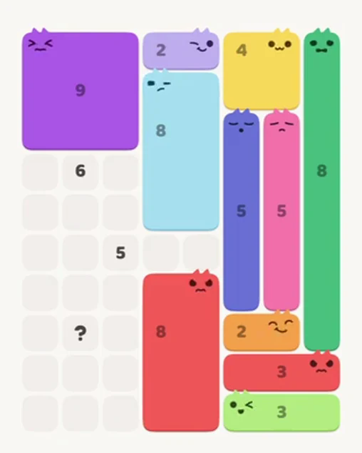 MeowBlock Level 30 after step 11, placing the 8-cell rectangular block at the lower center