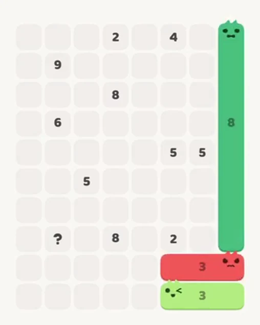 MeowBlock Level 30 after step 3, placing the 8-cell vertical block at the middle-right area