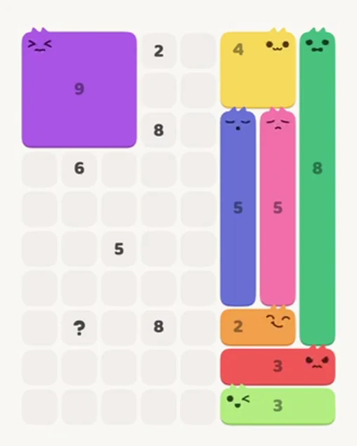 MeowBlock Level 30 after step 8, placing the 9-cell square block at the upper-left area