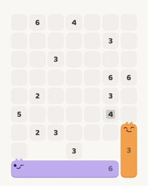 MeowBlock Level 31 after step 2, placing the 3-cell vertical block at the lower-right area