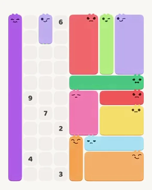 MeowBlock Level 32 after step 12, placing the 11-cell vertical block at the middle-left area