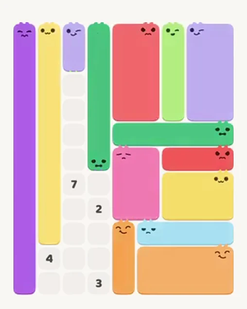 MeowBlock Level 32 after step 14, placing the 6-cell vertical block at the upper center