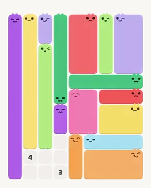 MeowBlock Level 32 after step 16, placing the 2-cell vertical block at the lower center