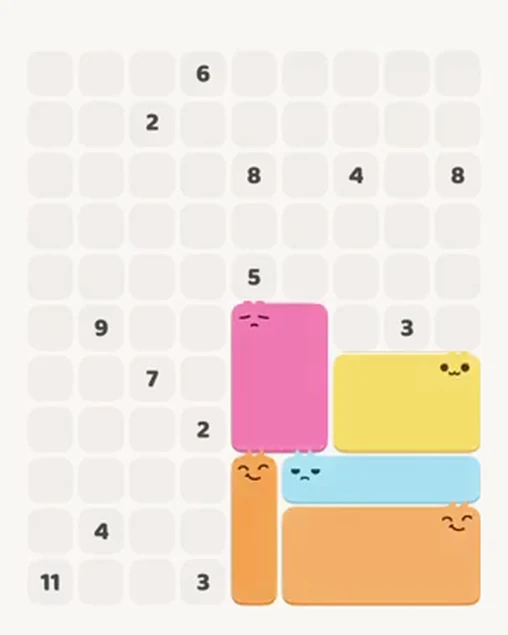 MeowBlock Level 32 after step 5, placing the 4-cell horizontal block at the lower-right area