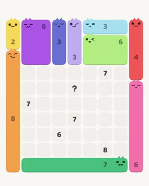 MeowBlock Level 34 after step 10, placing the 6-cell vertical block at the lower-right area