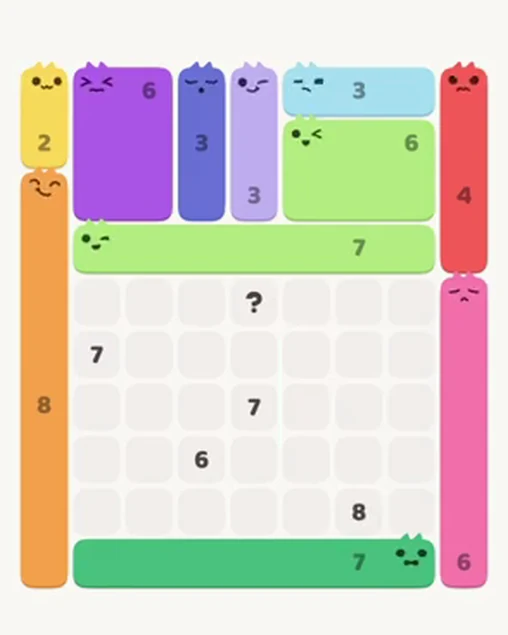 MeowBlock Level 34 after step 11, placing the 7-cell horizontal block at the middle center