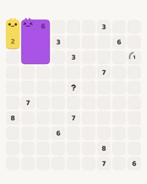 MeowBlock Level 34 after step 2, placing the 6-cell rectangular block at the upper-left area