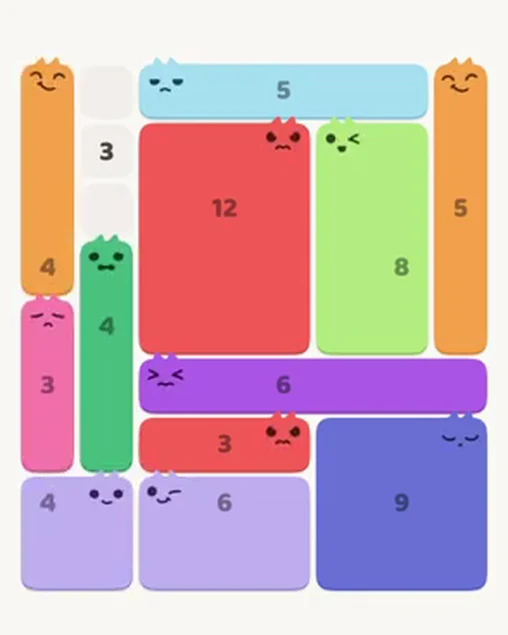 MeowBlock Level 35 after step 12, placing the 4-cell vertical block at the upper-left area