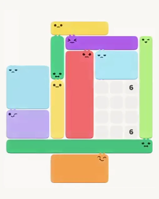 MeowBlock Level 37 after step 11, placing the 6-cell rectangular block at the upper-right area