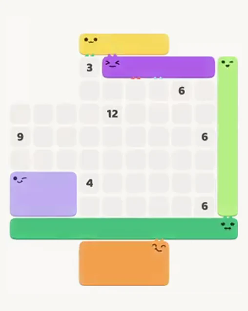 MeowBlock Level 37 after step 6, placing the 4-cell horizontal block at the upper center