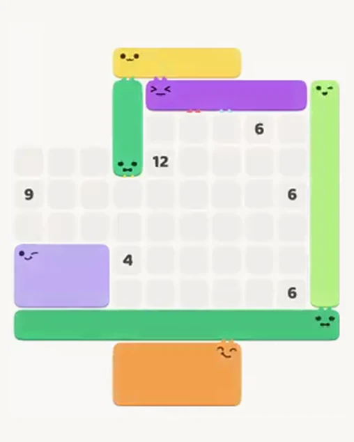 MeowBlock Level 37 after step 7, placing the 3-cell vertical block at the upper center