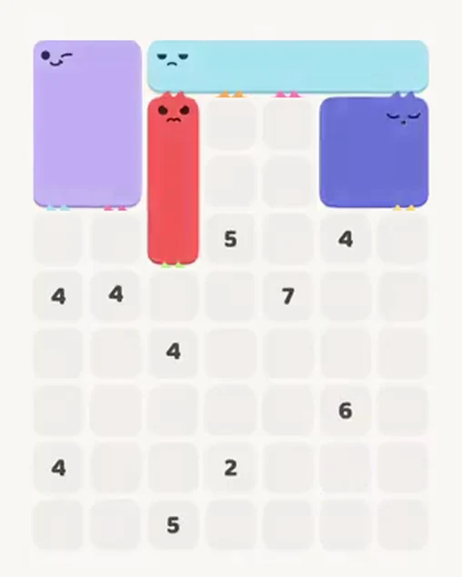 MeowBlock Level 39 after step 4, placing the 4-cell square block at the upper-right area
