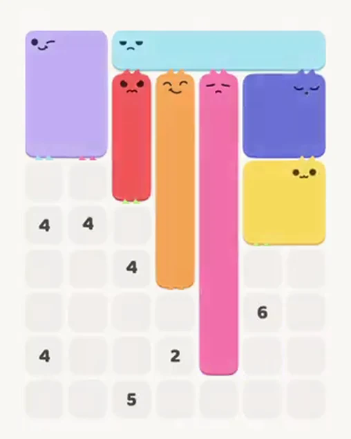 MeowBlock Level 39 after step 7, placing the 4-cell square block at the middle-right area
