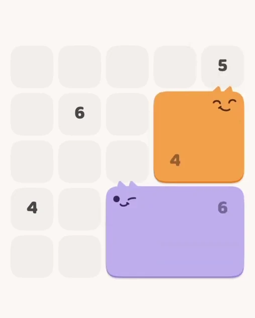 MeowBlock Level 4 after step 2, placing the 4-cell square block at the middle-right area