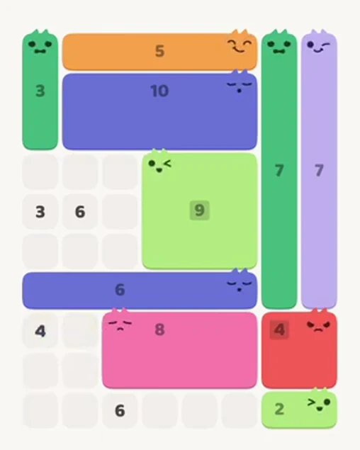 MeowBlock Level 40 after step 10, placing the 6-cell horizontal block at the lower center