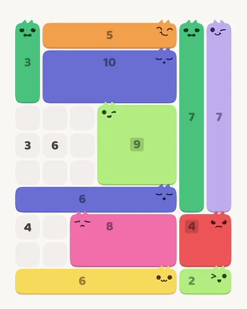 MeowBlock Level 40 after step 11, placing the 6-cell horizontal block at the lower center