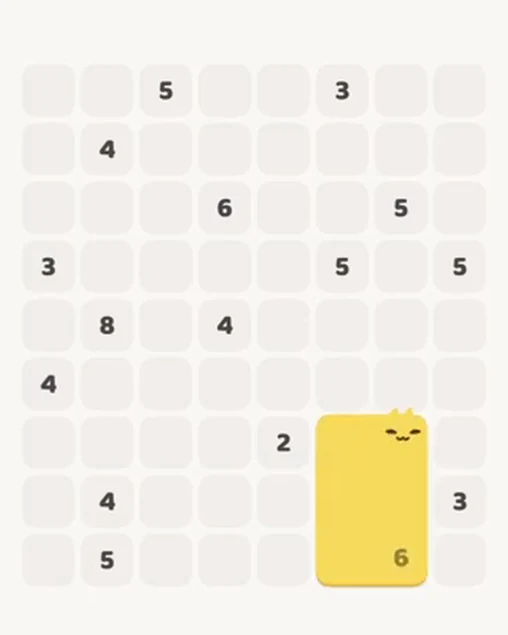 MeowBlock Level 41 after step 1, placing the 6-cell rectangular block at the lower-right area