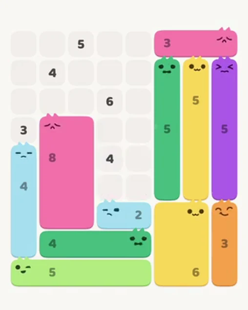 MeowBlock Level 41 after step 11, placing the 5-cell vertical block at the middle-right area
