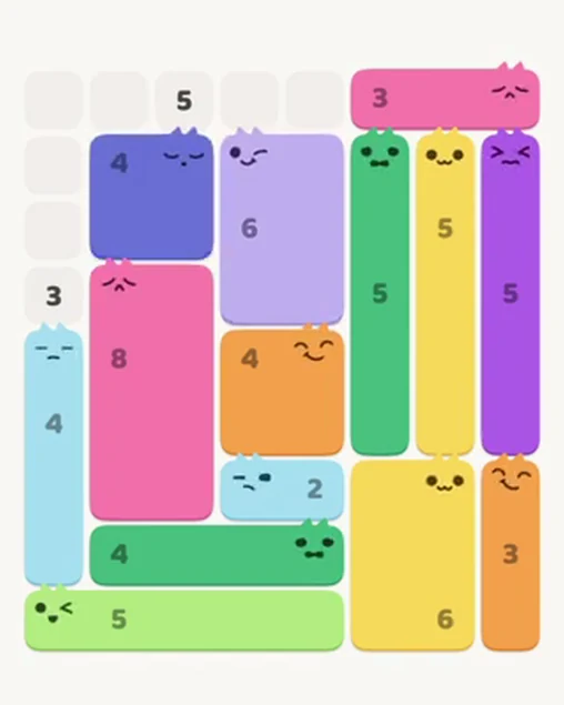 MeowBlock Level 41 after step 14, placing the 4-cell square block at the upper-left area