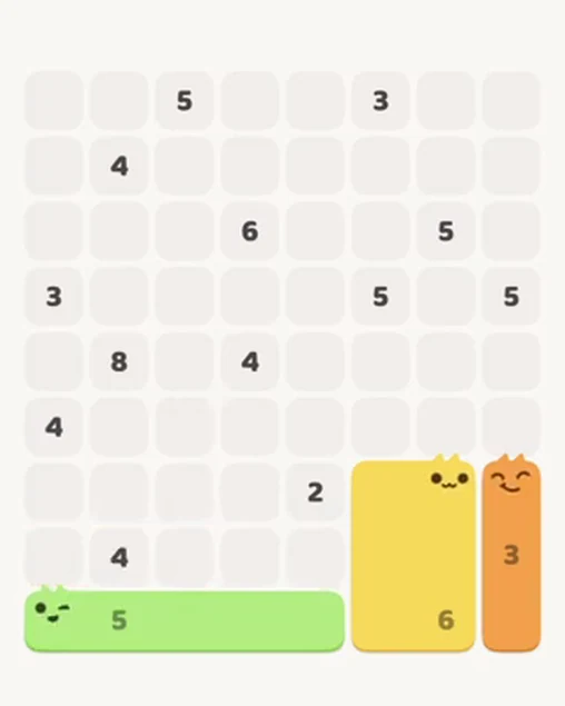 MeowBlock Level 41 after step 3, placing the 5-cell horizontal block at the lower center