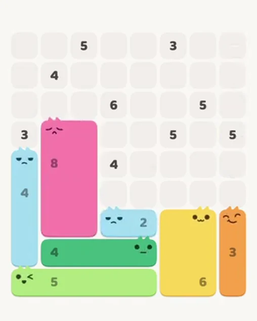 MeowBlock Level 41 after step 7, placing the 2-cell horizontal block at the lower center