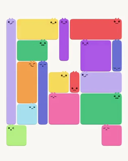 MeowBlock Level 43 after step 17, placing the 3-cell vertical block at the upper-right area