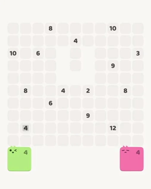 MeowBlock Level 43 after step 2, placing the 4-cell square block at the lower-left area