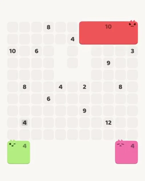 MeowBlock Level 43 after step 3, placing the 10-cell rectangular block at the upper-right area