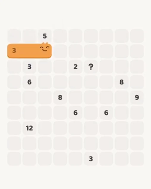 MeowBlock Level 44 after step 1, placing the 3-cell horizontal block at the upper-left area