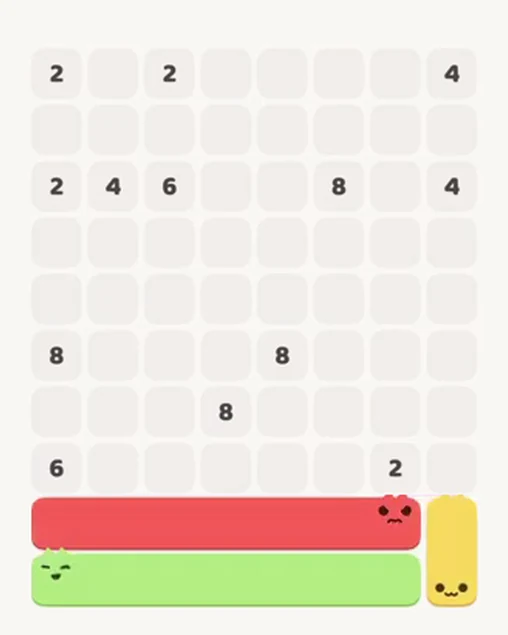 MeowBlock Level 45 after step 3, placing the 2-cell vertical block at the lower-right area