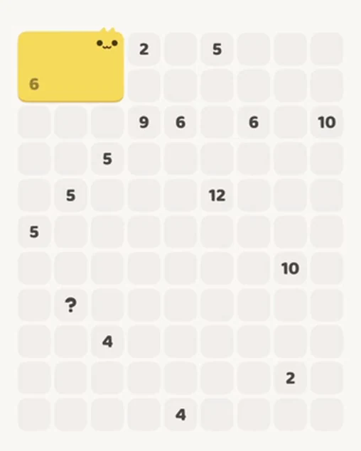 MeowBlock Level 46 after step 1, placing the 6-cell rectangular block at the upper-left area