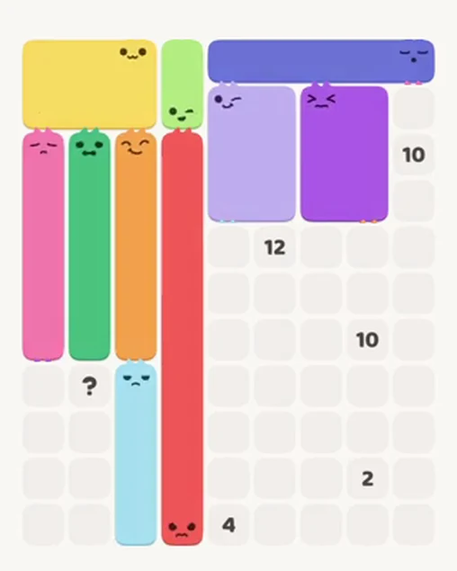 MeowBlock Level 46 after step 10, placing the 4-cell vertical block at the lower-left area