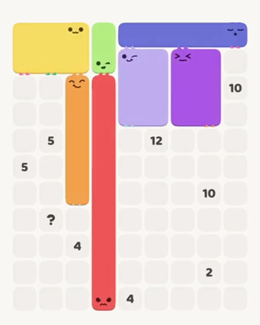 MeowBlock Level 46 after step 7, placing the 5-cell vertical block at the middle-left area