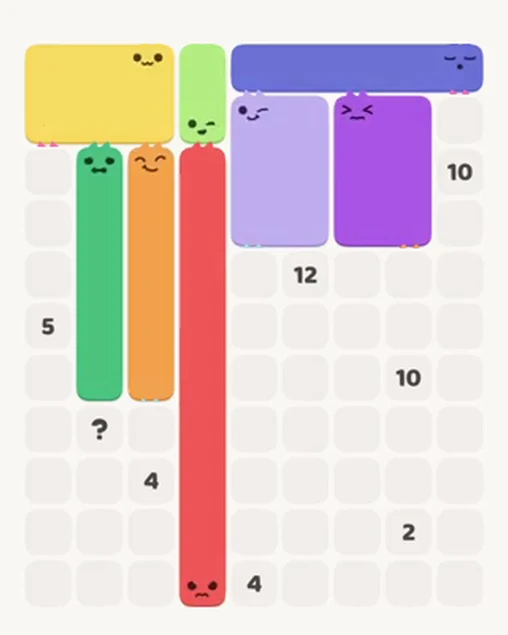 MeowBlock Level 46 after step 8, placing the 5-cell vertical block at the middle-left area