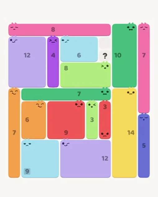 MeowBlock Level 47 after step 17, placing the 6-cell rectangular block at the lower-left area