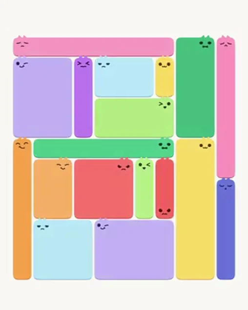 MeowBlock Level 47 after step 18, placing the 2-cell vertical block at the upper-right area