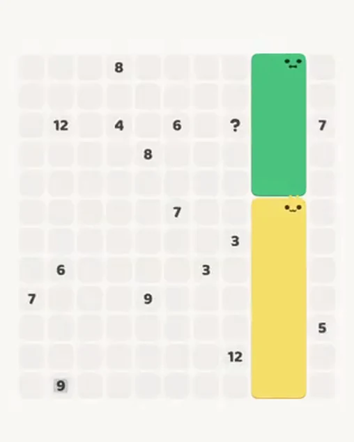 MeowBlock Level 47 after step 2, placing the 14-cell rectangular block at the lower-right area