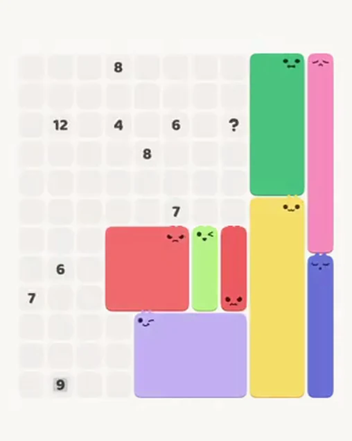MeowBlock Level 47 after step 8, placing the 9-cell square block at the lower center